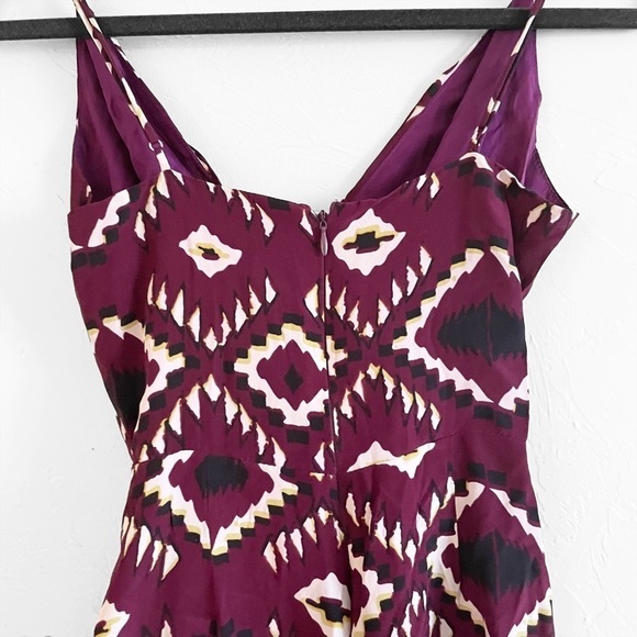 RORY BECA Purple Black White Ikat Print Wrap Top Spaghetti Strap Mini Dress 0 - Picture 4 of 6
